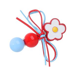 韩系红蓝撞色花朵蝴蝶结发夹头饰刘海侧边夹前额一字夹碎发发卡女