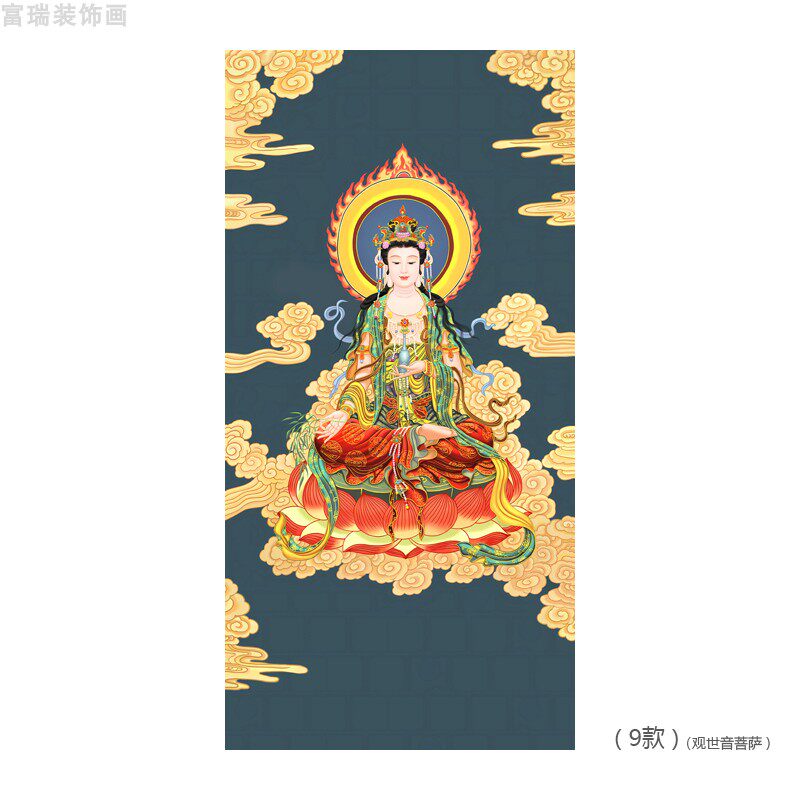 富瑞装饰画玄关中式佛像晶瓷挂画