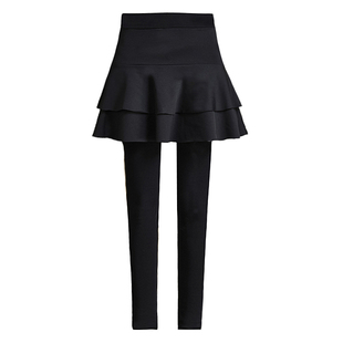 夏季薄款网红外穿大码打底裤女假两件裙裤高腰弹力带裙子连体长裤