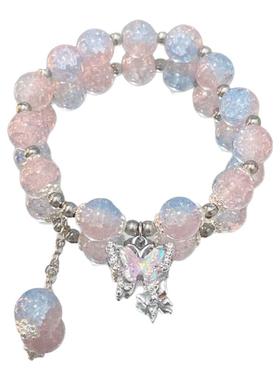 森系蝴蝶琉璃手链冰裂碎花手饰