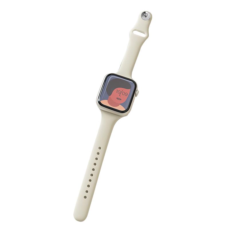 适用applewatch8表带iwatch9苹果S9手表S8硅胶S7新款7运动SE女S6夏天6代可爱小蛮腰细高级iphone创意watchs