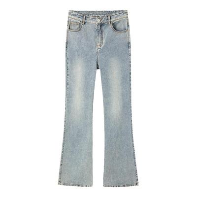 水洗棉弹微喇牛仔裤女