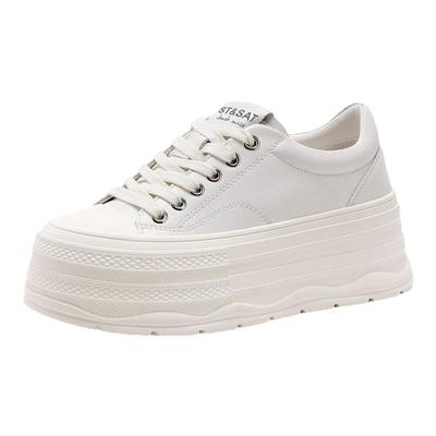 星期六厚底系带休闲小白鞋