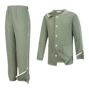 春秋纯棉易穿脱护理服瘫痪卧床骨折病人睡衣术后拉链衣服化疗康复