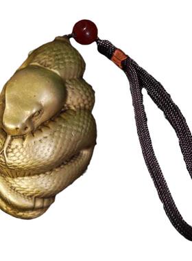 黄铜创意可爱团蛇手把件