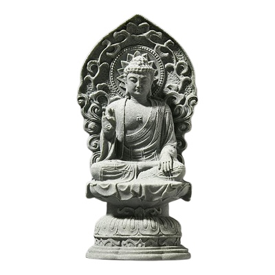 青砂石华严三圣佛像摆件微景观鱼缸造景假山盆景客厅禅意茶石头