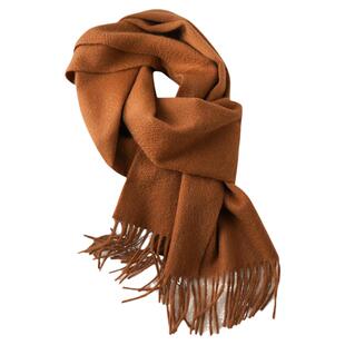 纯山羊绒围巾高级感冬季 100米白色浅驼色轻薄款高端小尺寸短女士