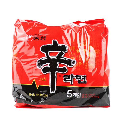 韩国原装进口方便面农心辛拉面香菇牛肉味泡面煮面120g×5袋包邮