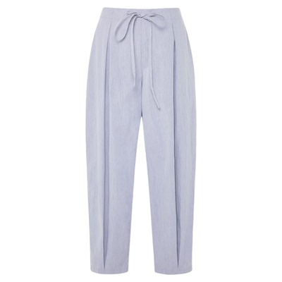 灰调淡紫色抽绳造型休闲长裤