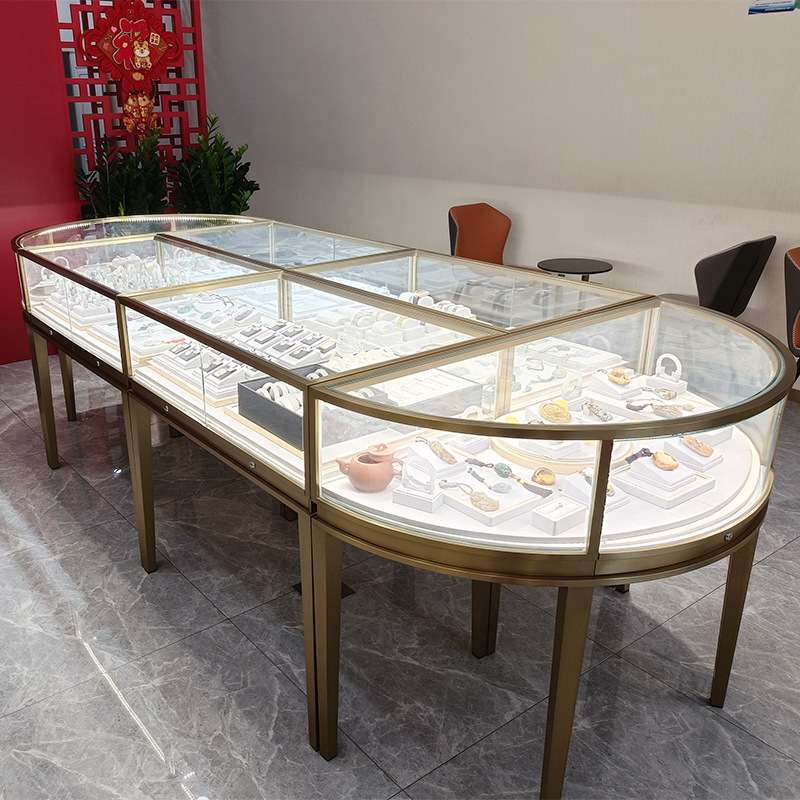 金六福珠宝展示柜饰品首饰奢侈品高端展示台玻璃烤漆展柜展示架