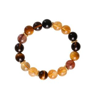 灵机麦玲玲【發彩富顺】黄阿塞虎眼石男手串 黑曜石全力以富手链