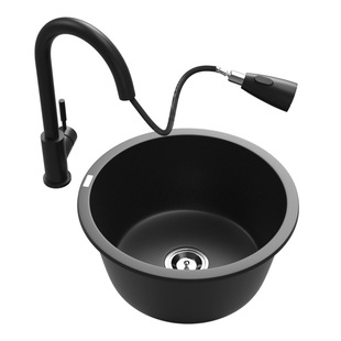 德国迈锐博石英石水槽小单槽厨房台盆吧台岛台西厨迷你小圆槽180