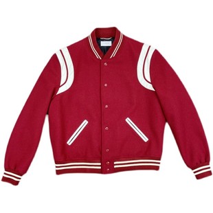 SLP风格棒球服夹克外套红色男女同款羊毛呢2021秋冬新款高订
