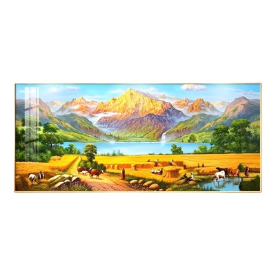 背景感山水画沙发装饰画梵高高级手绘聚宝盆丰收挂画壁画油画客厅
