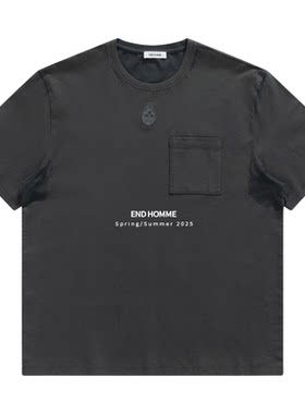 END HOMME｜高端M@CQ 刺绣骷髅头撞色宽松廓形休闲短袖T恤男夏潮