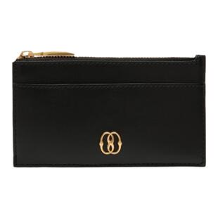 【尊享折扣】BALLY巴利女士黑色皮革EMBLEM短款钱夹6304800