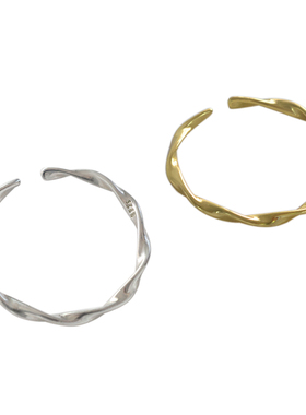 无怯925纯银简约开口可调节银戒