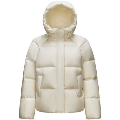 森马三防纯色宽松连帽羽绒服女