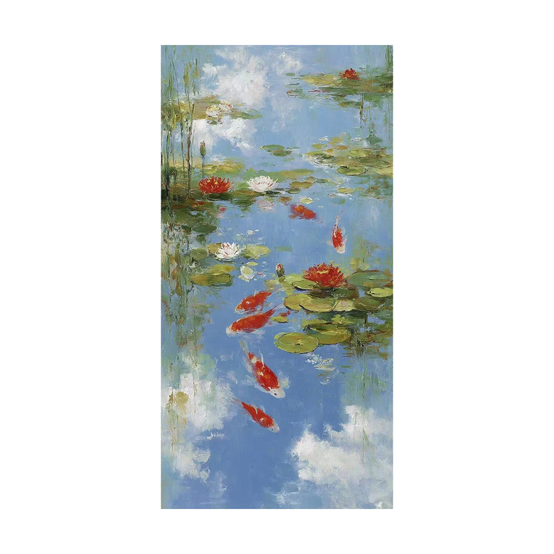 白鹿艺术纯手绘油画年年有鱼挂画