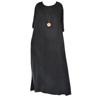 Miss原创设计重磅铜氨丝袍子连衣裙 夏季时尚超宽松显瘦大码长袍