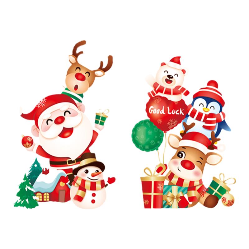 圣诞节装饰静电贴圣诞老人树玻璃贴纸商场公司橱窗贴户外窗户布置