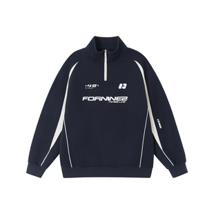 FORNINES重磅拼接撞色半拉链立领卫衣男生2026春季运动情侣上衣女