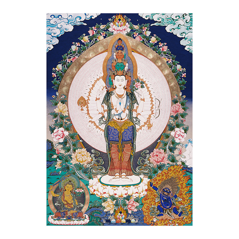 千手观音唐卡画稿描金涂色手绘