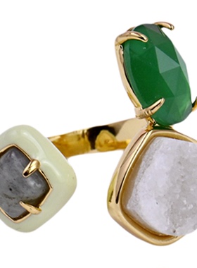 轻奢高级感百搭款绿宝石开口戒指