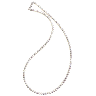 甄奢《月影流光》3.5-4mm极光正圆淡水Akoya珍珠项链精工纯银扣