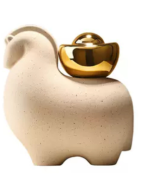 贝汉美新中式白瓷马上有钱摆件