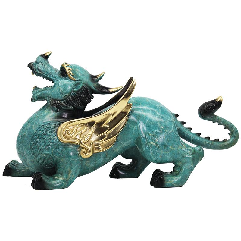 金翅震天黄铜招财貔貅摆件工艺品