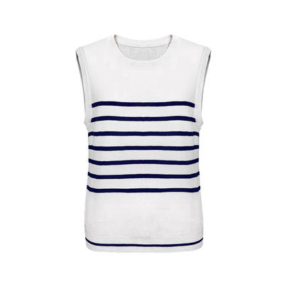 套头圆领单穿条纹针织