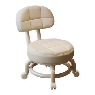 万向轮小凳子带滑轮矮凳家用换鞋凳靠背客厅儿童圆凳软包椅子板凳