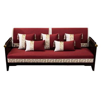 四季通用喜庆红色棉麻亲肤沙发垫