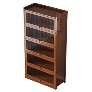 书架落地置物架家用简易书柜带柜门防尘客厅儿童一体靠墙储物柜子