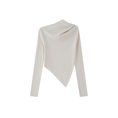 一字领露肩真丝羊毛打底衫