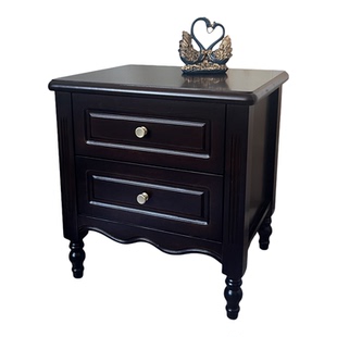 美式实木床头柜中式床边柜深色胡桃色储物柜卧室家用收纳柜抽屉柜