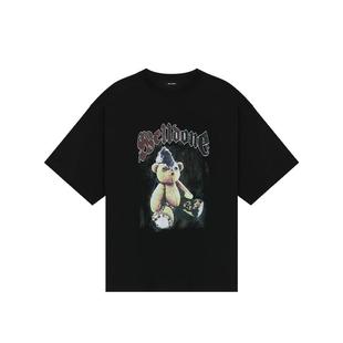 【明星同款】WE11DONE男女同款朋克泰迪熊T恤印花短袖复古街头感