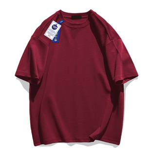 NASA联名2025夏季新款男女重磅纯棉五分袖打底衫情侣纯色休闲T恤