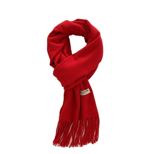 高品质仿羊绒大红色中国红围巾男女冬季定制logo刺绣印字年会围脖