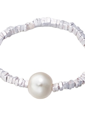 天然淡水珍珠银材情侣戒指