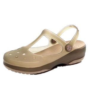 夏季洞洞鞋防滑坡跟沙滩鞋凉拖鞋