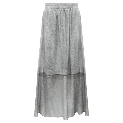 COCOBELLA[晨雾灰]段染炒色肌理感人丝半身裙女大摆长裙HS7031