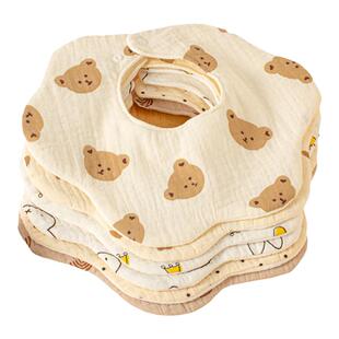 婴儿夏季口水巾纯棉a类新生儿绉布防水围嘴男宝宝防吐奶防脏围兜