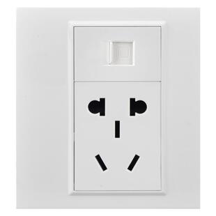 家恩86型千兆6六类网络网线插口带10a五孔电源插座面板二三插灰色