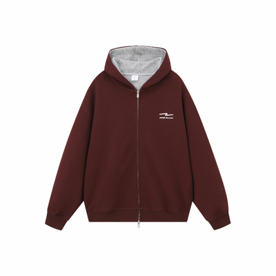 ppge双拉链连帽卫衣时尚男女同款开衫重磅430g宽松美式休闲外套