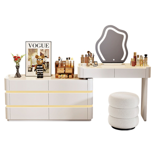 30cm超薄极窄梳妆台收纳柜斗柜一体卧室床尾柜奶油风全实木化妆台