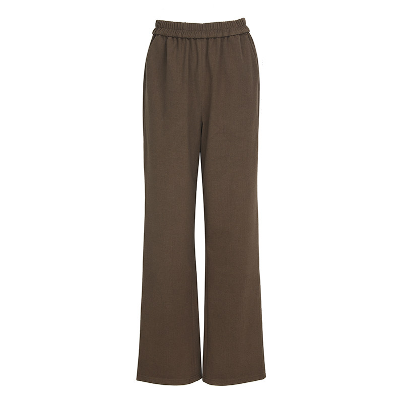 芭罗蒂冬装松紧腰深咖色长款女裤