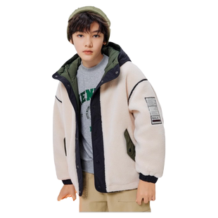 巴拉巴拉男童棉服中大童羊羔毛棉衣儿童保暖外套上衣冬装新款童装