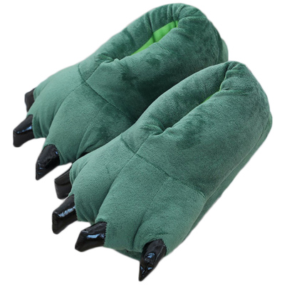 恐龙爪子儿童棉拖鞋包跟搞怪冬季